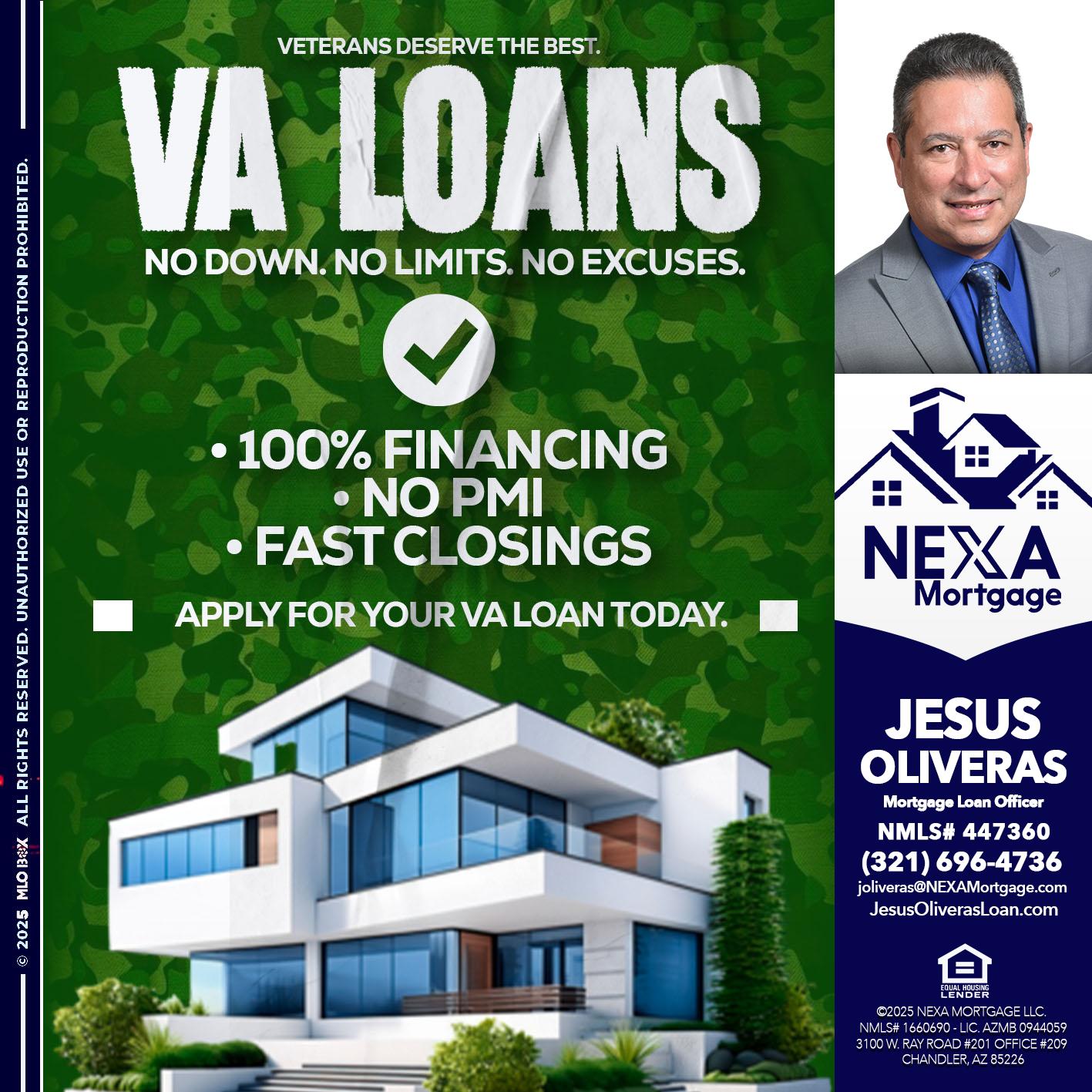 VA LOANS - Jesus Oliveras -Mortgage Loan Officer