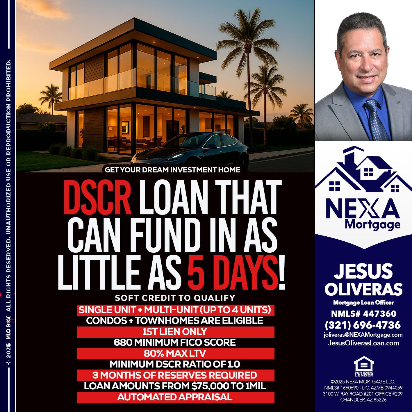 DSCR LOAN - Jesus Oliveras -Mortgage Loan Officer
