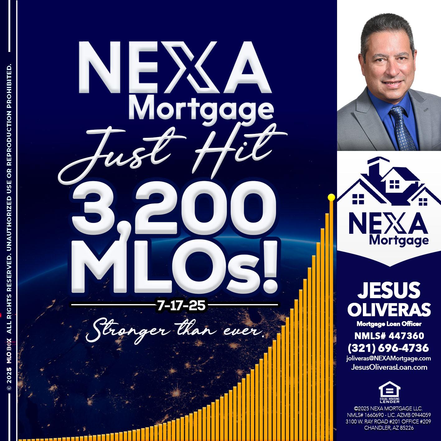 JUST HIT 3,200 MLOs - Jesus Oliveras -Mortgage Loan Officer