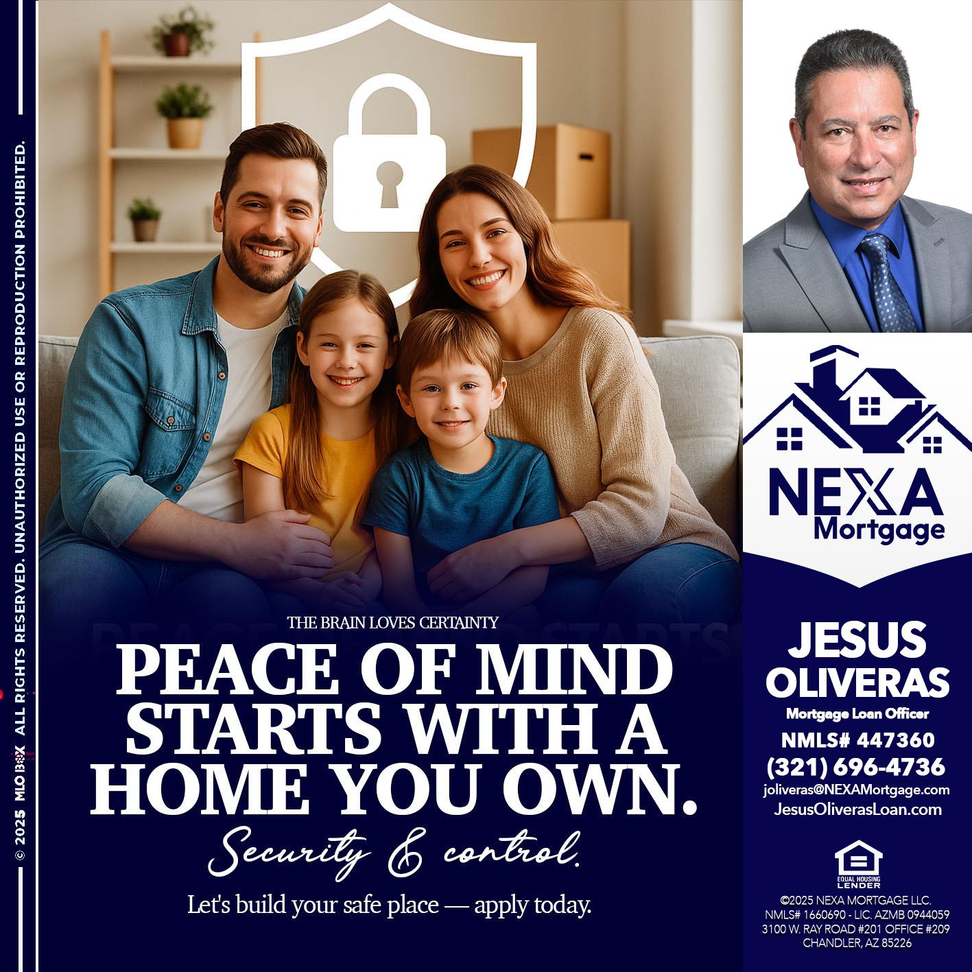 peace of mind - Jesus Oliveras -Mortgage Loan Officer