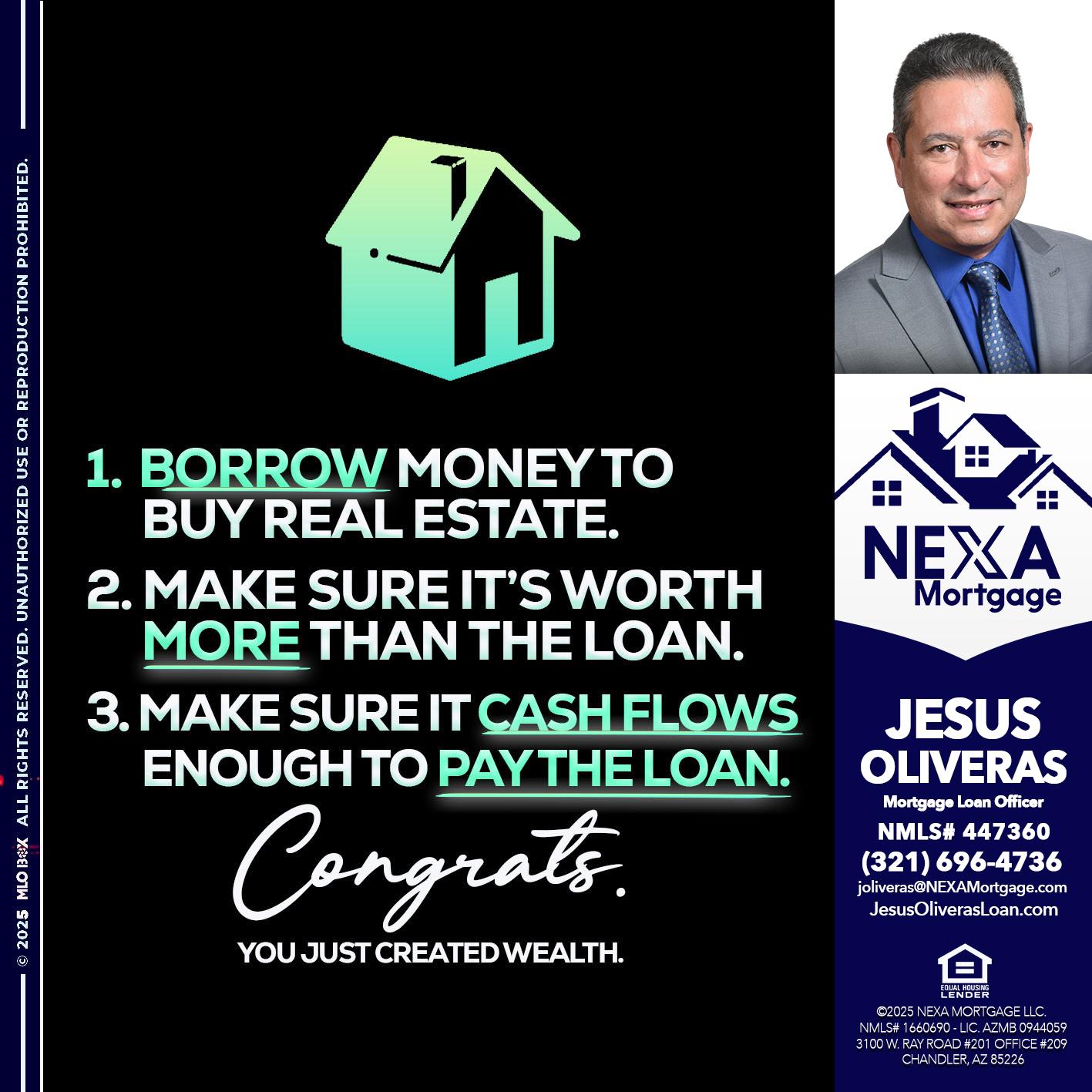BORROW MONEY - Jesus Oliveras -Mortgage Loan Officer