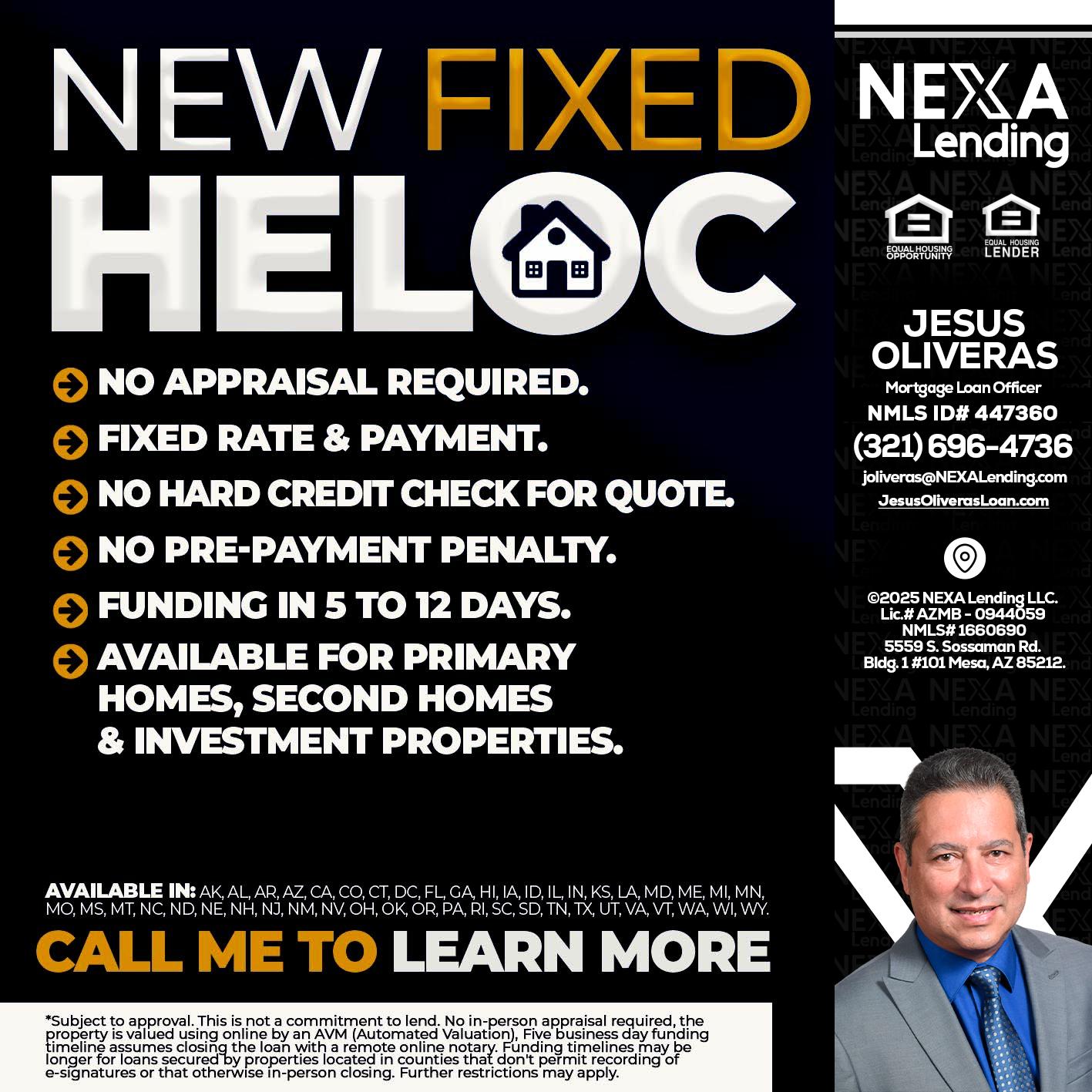HELOC - Jesus Oliveras -Mortgage Loan Officer