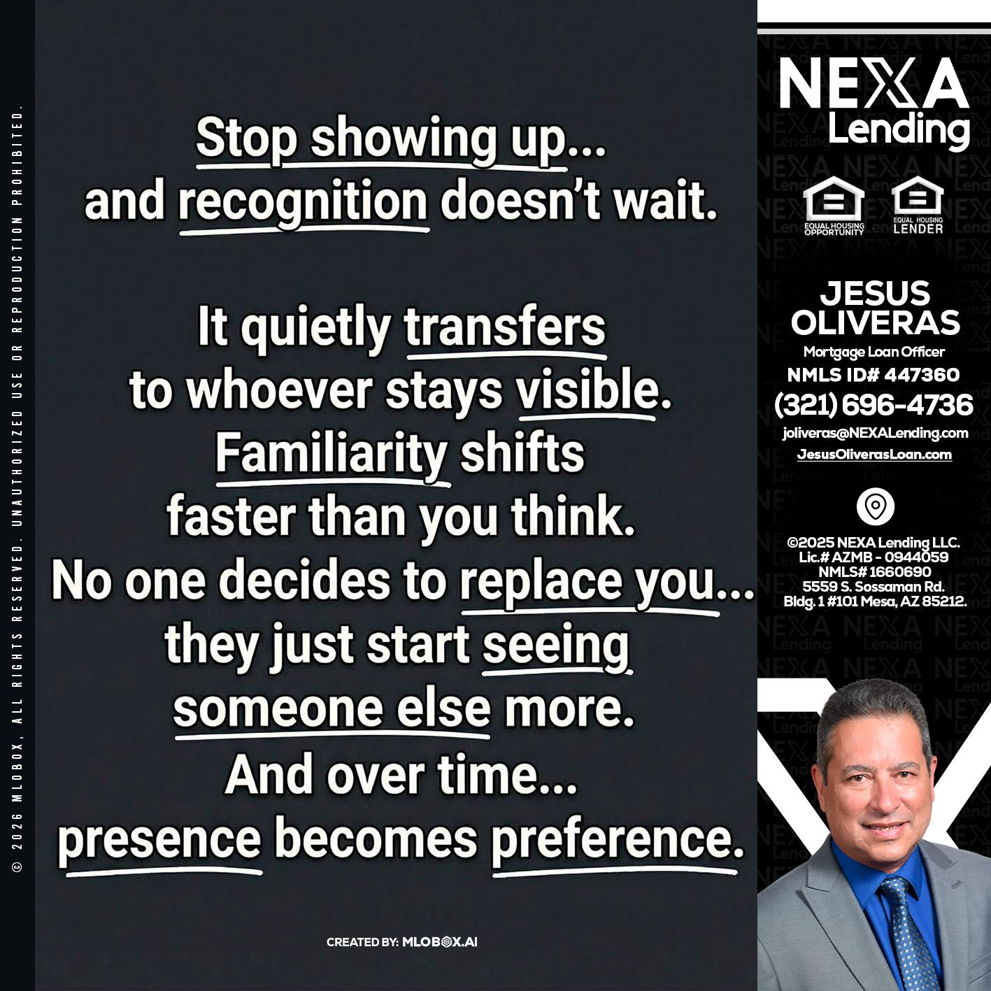 STOP SHOWING - Jesus Oliveras -Mortgage Loan Officer
