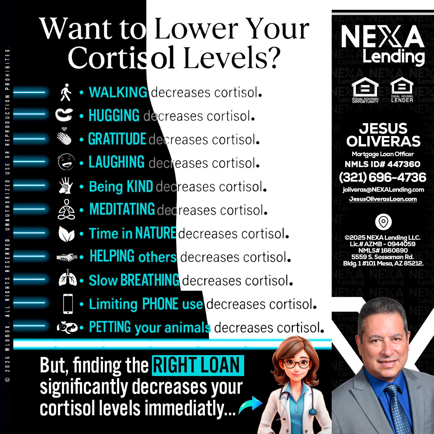 Want to lower Your Cortisol Levels? - Jesus Oliveras -Mortgage Loan Officer