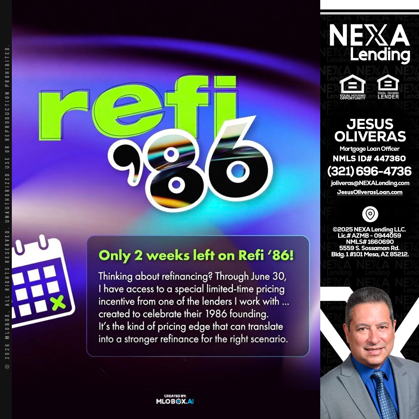 REFI 86 - Jesus Oliveras -Mortgage Loan Officer