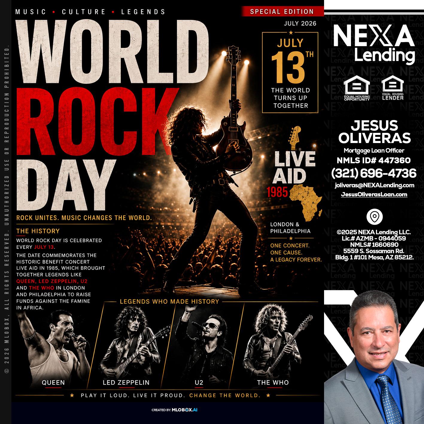 WORLD ROCK MUSIC DAY - Jesus Oliveras -Mortgage Loan Officer